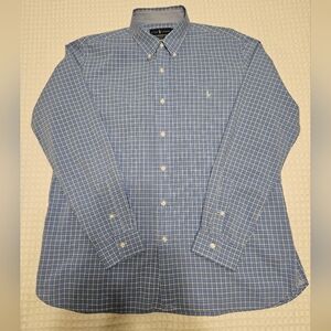 Ralph Lauren Men's XL Blue/White Plaid Stretch Cotton Shirt